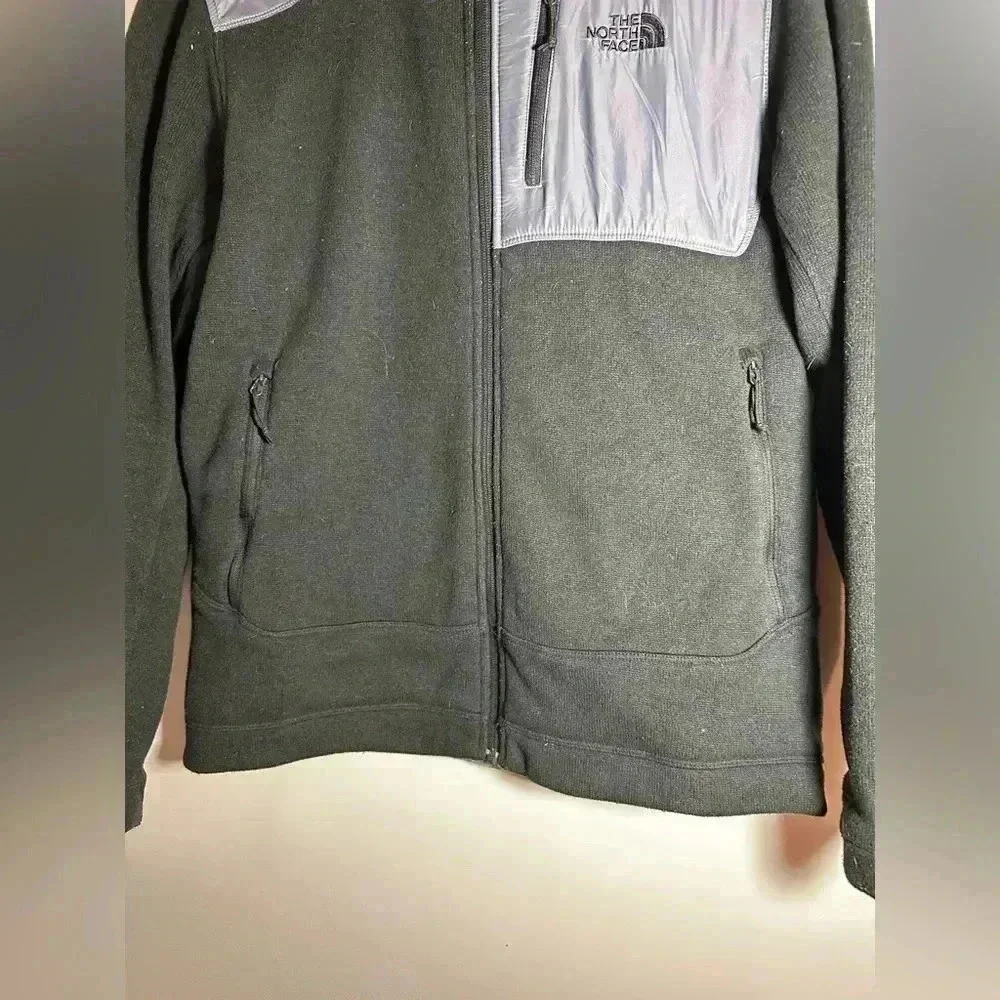 The North Face Gordon Anza Black Grey Full Zip Windbreaker Hooded zip up Fleece